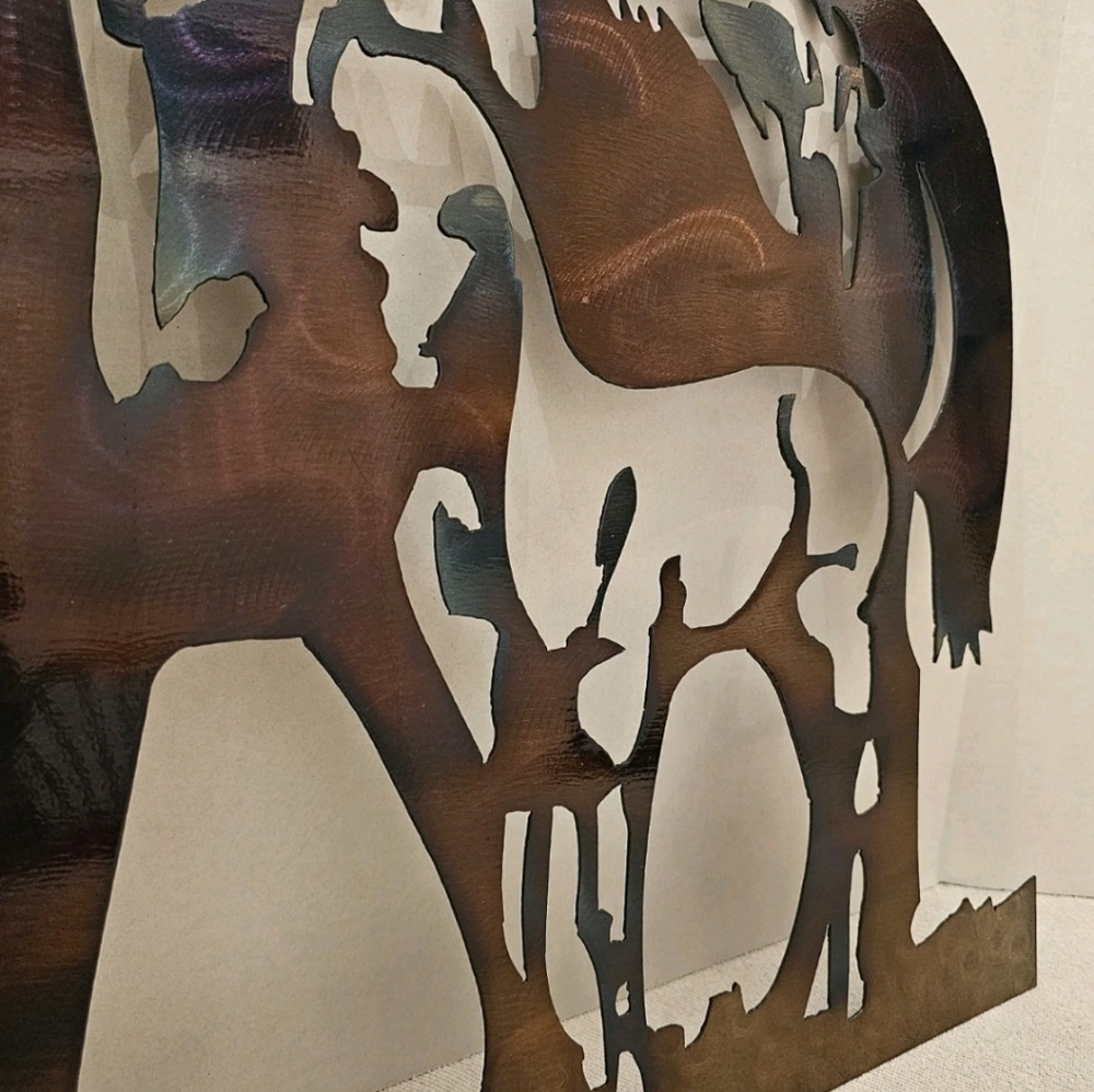 Horse With Colt - Metal Wall Art - Steel 24" wide x 18" tall Handmade - Picture 5 of 6
